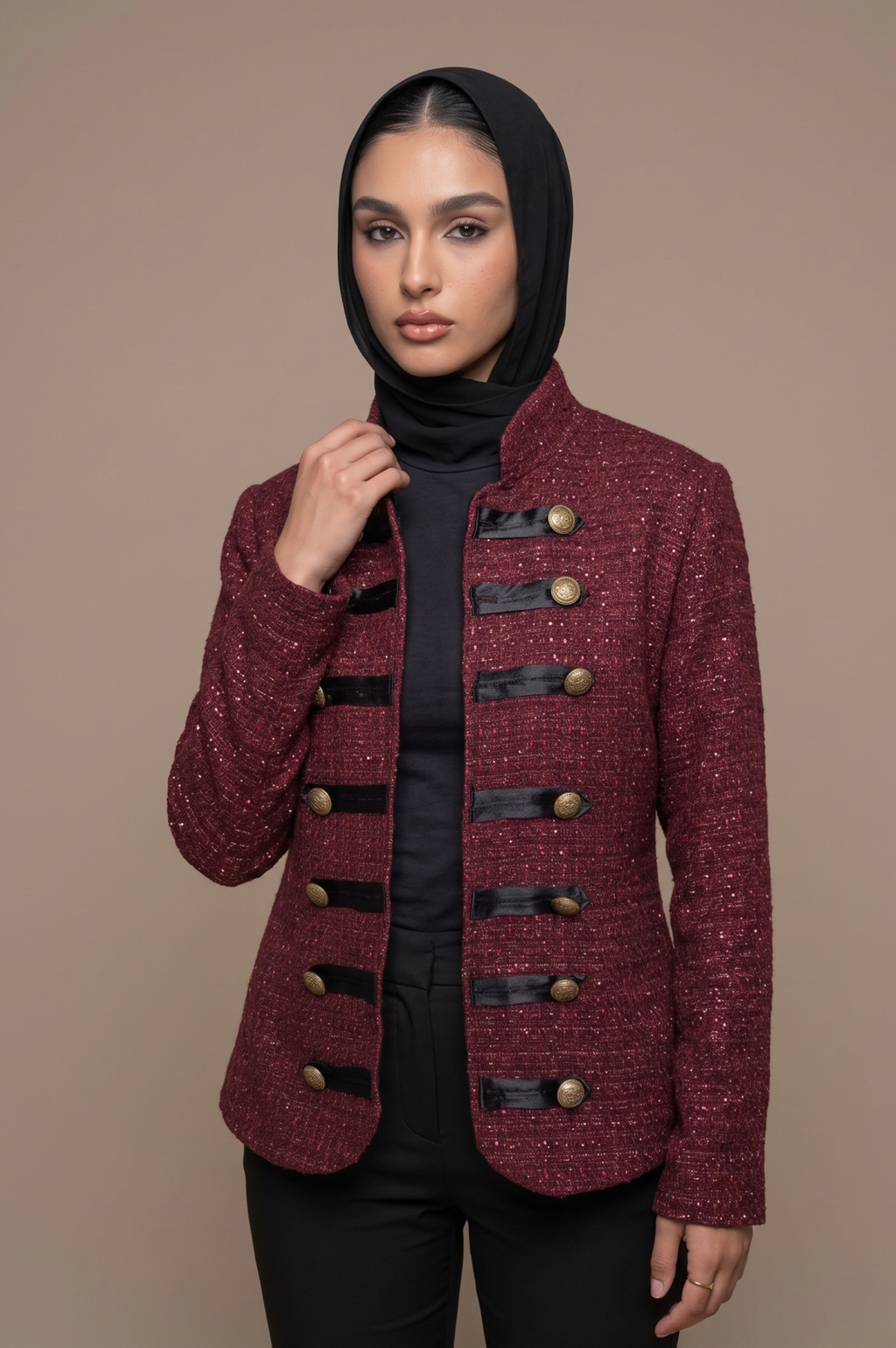 Grenat jacket studio photograph