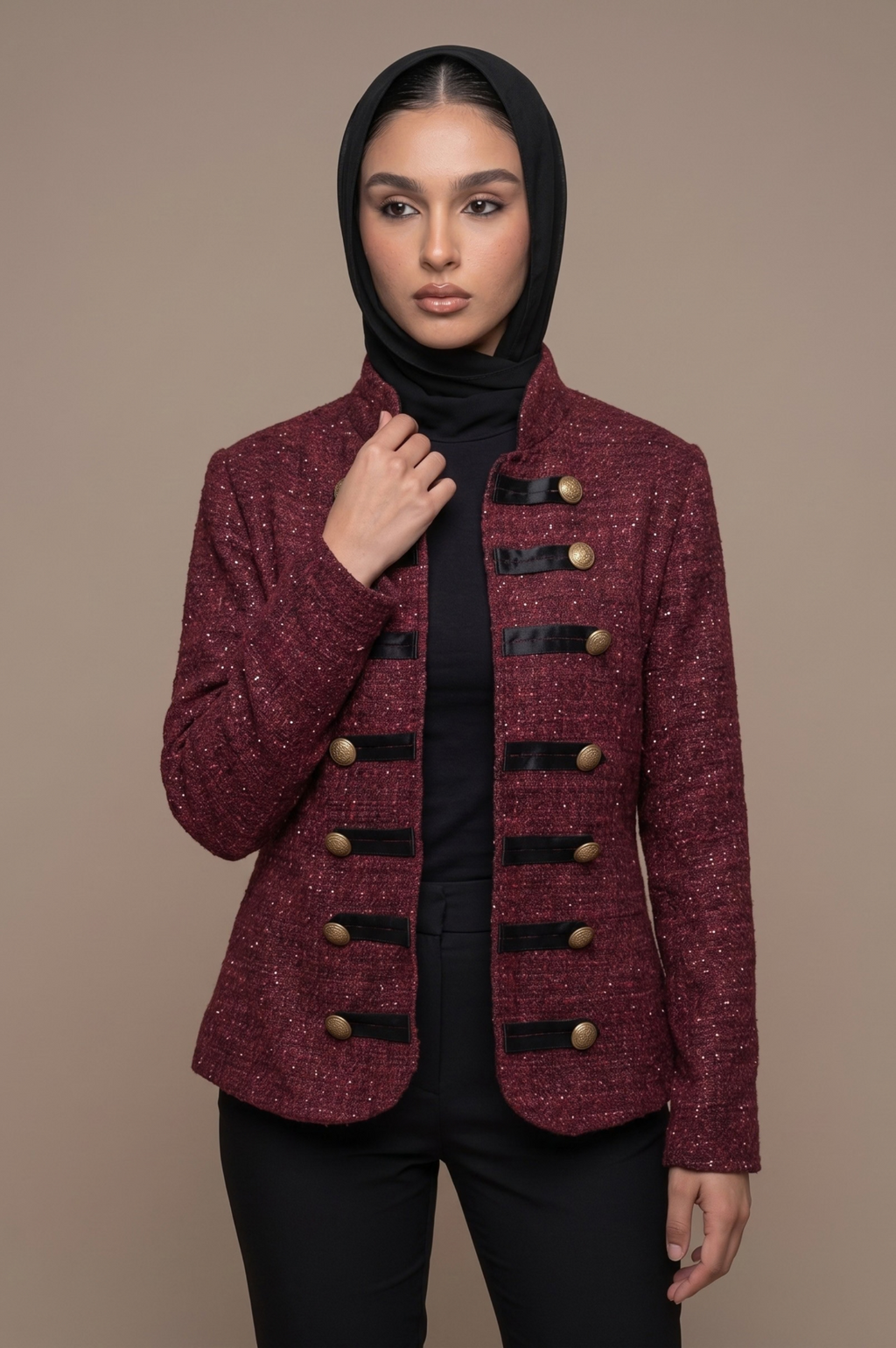 Grenat jacket studio photograph
