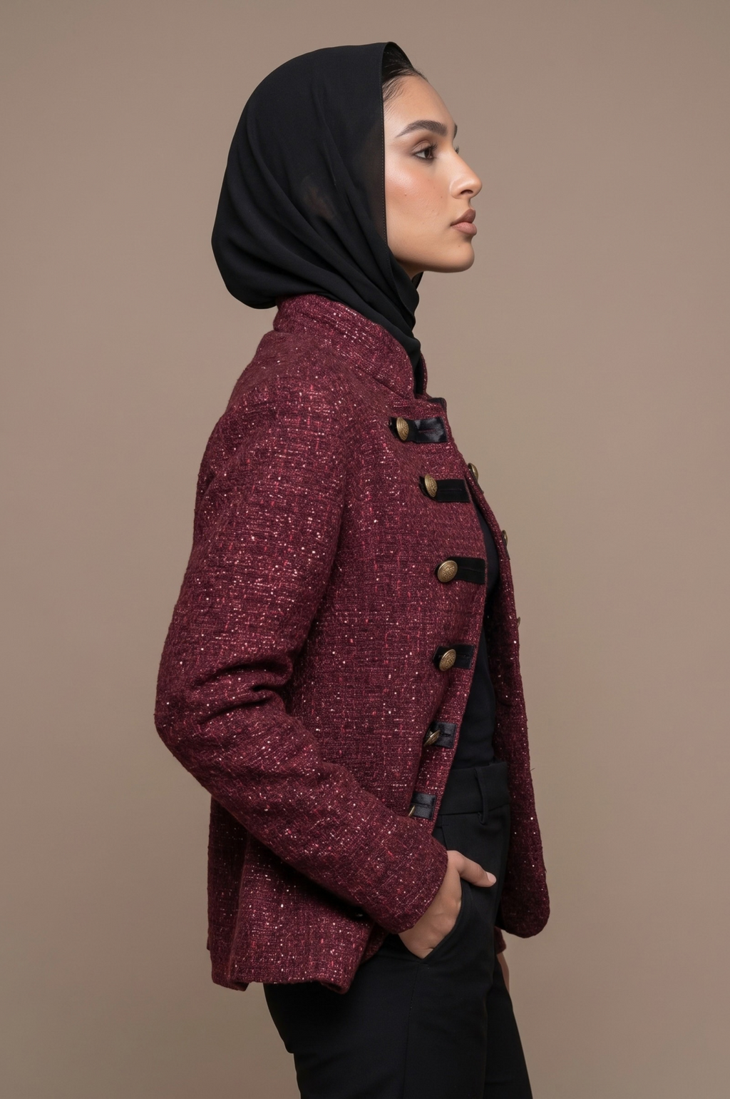 Grenat jacket studio photograph